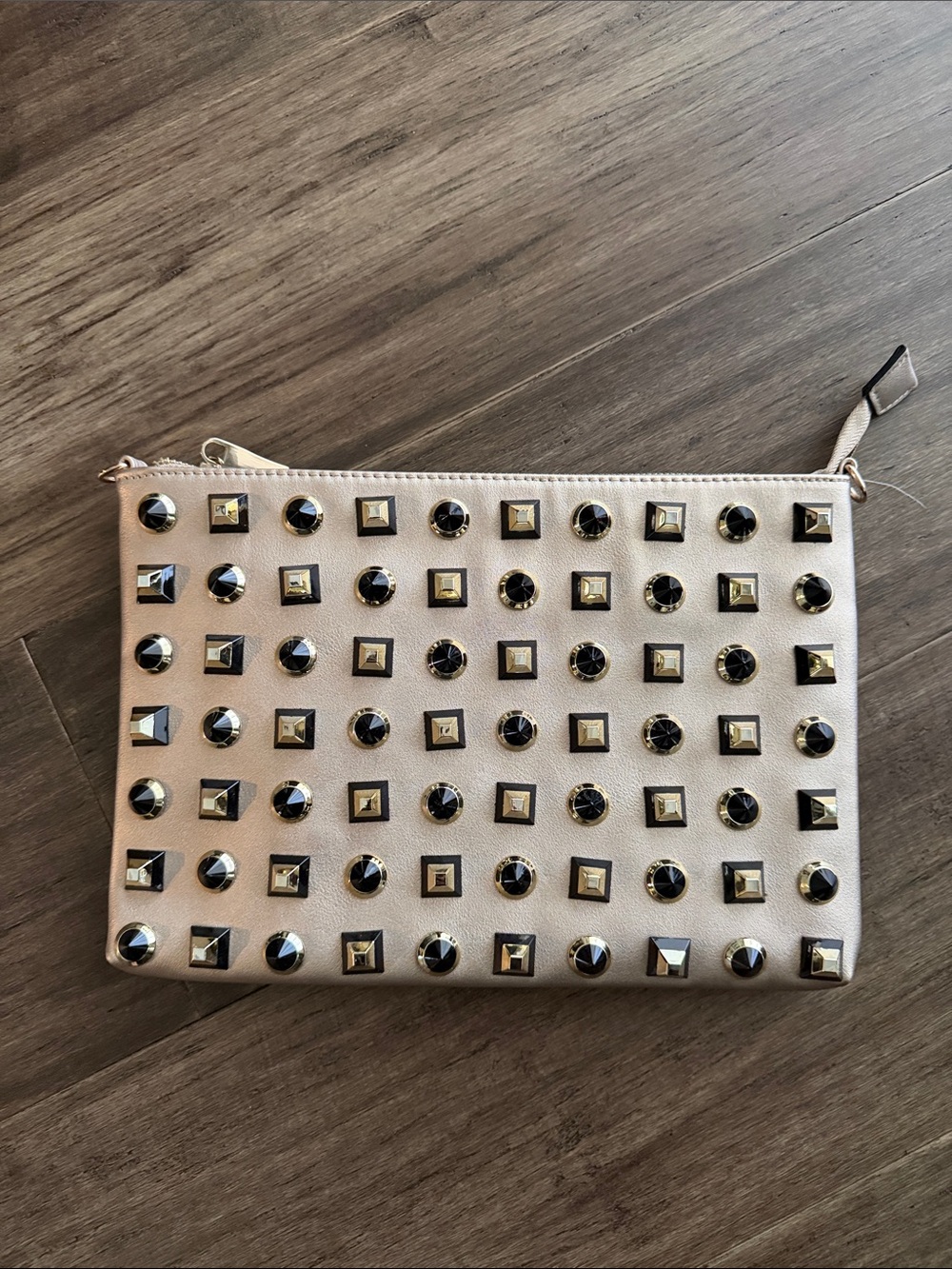 Studded Wristlet Clutch in Light Beige